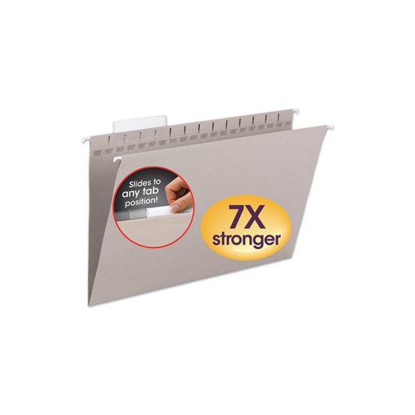 Smead TUFF HANGING FOLDERS WITH EASY SLIDE TAB, LEGAL SIZE, 1/3-CUT TAB, STEEL GRAY, 18PK 64093 - main